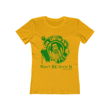 Load image into Gallery viewer, Won&#39;t He Brew It Green Tee Version Women&#39;s The Boyfriend Tee